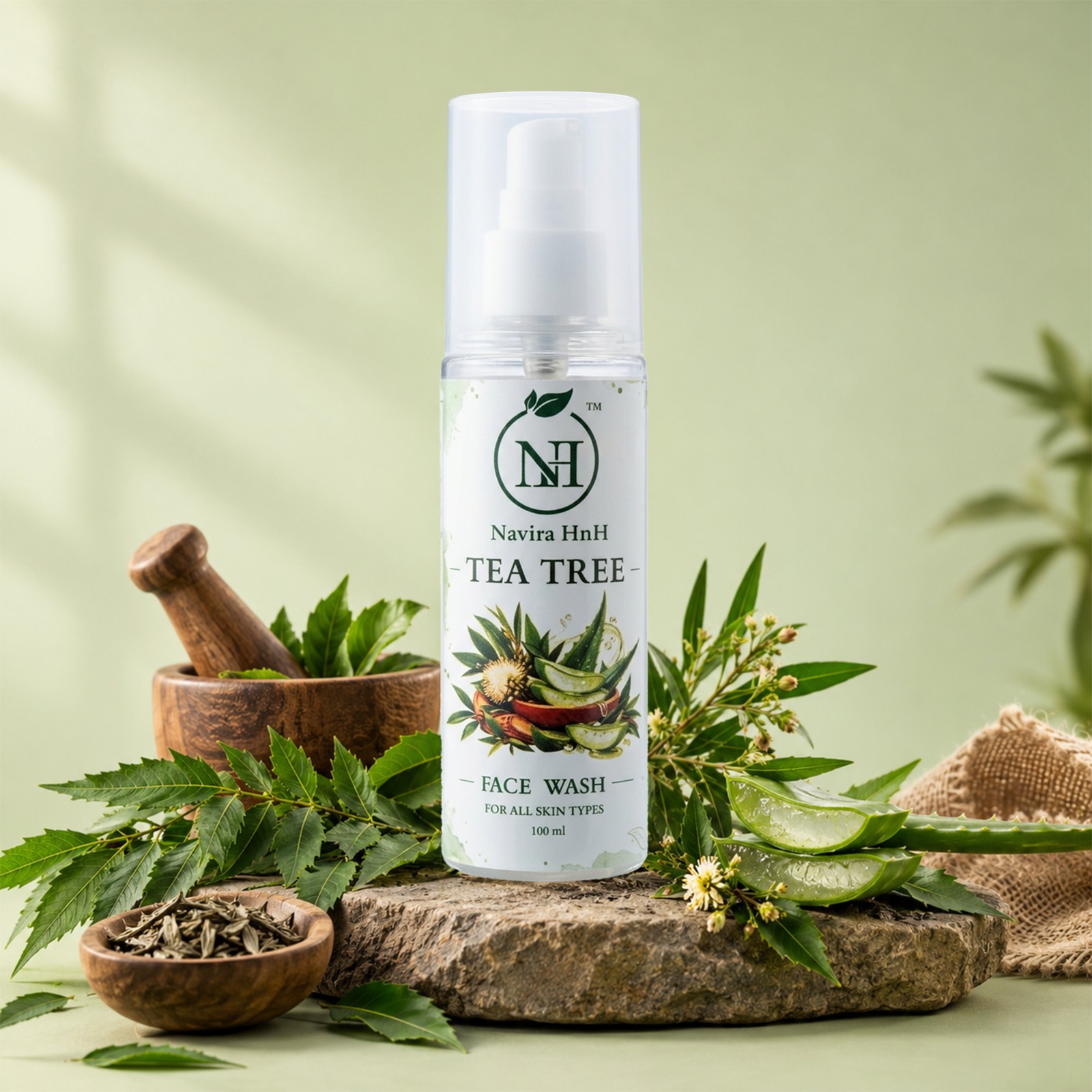 Navira HnH Tea Tree, Neem & Aloe Vera Face Wash for Oily & Acne-Prone Skin |  For Men & Women | 100 ml
